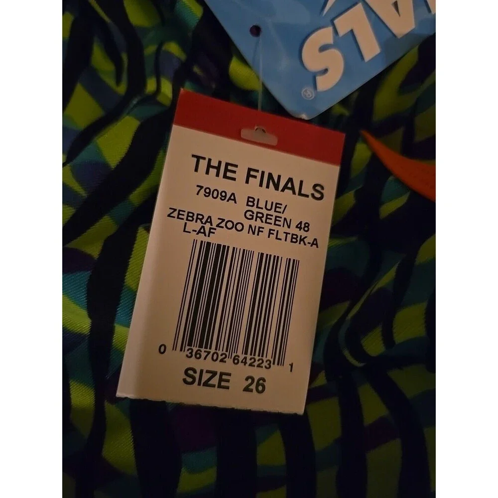 TYR The Finals Youth Girls Zebra Zoo No Foil Swimsuit Flutterback  -Size 26 New